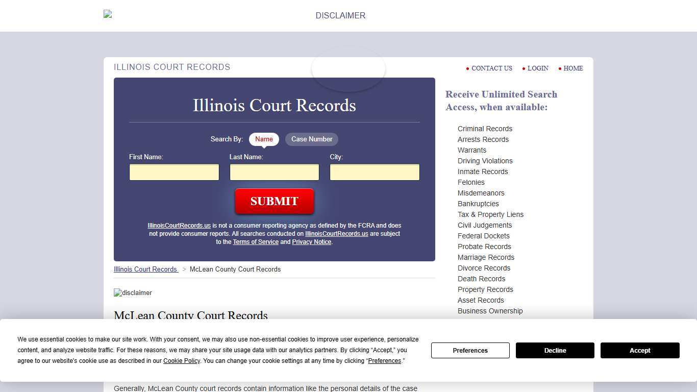 McLean County Court Records IllinoisCourtRecords.us