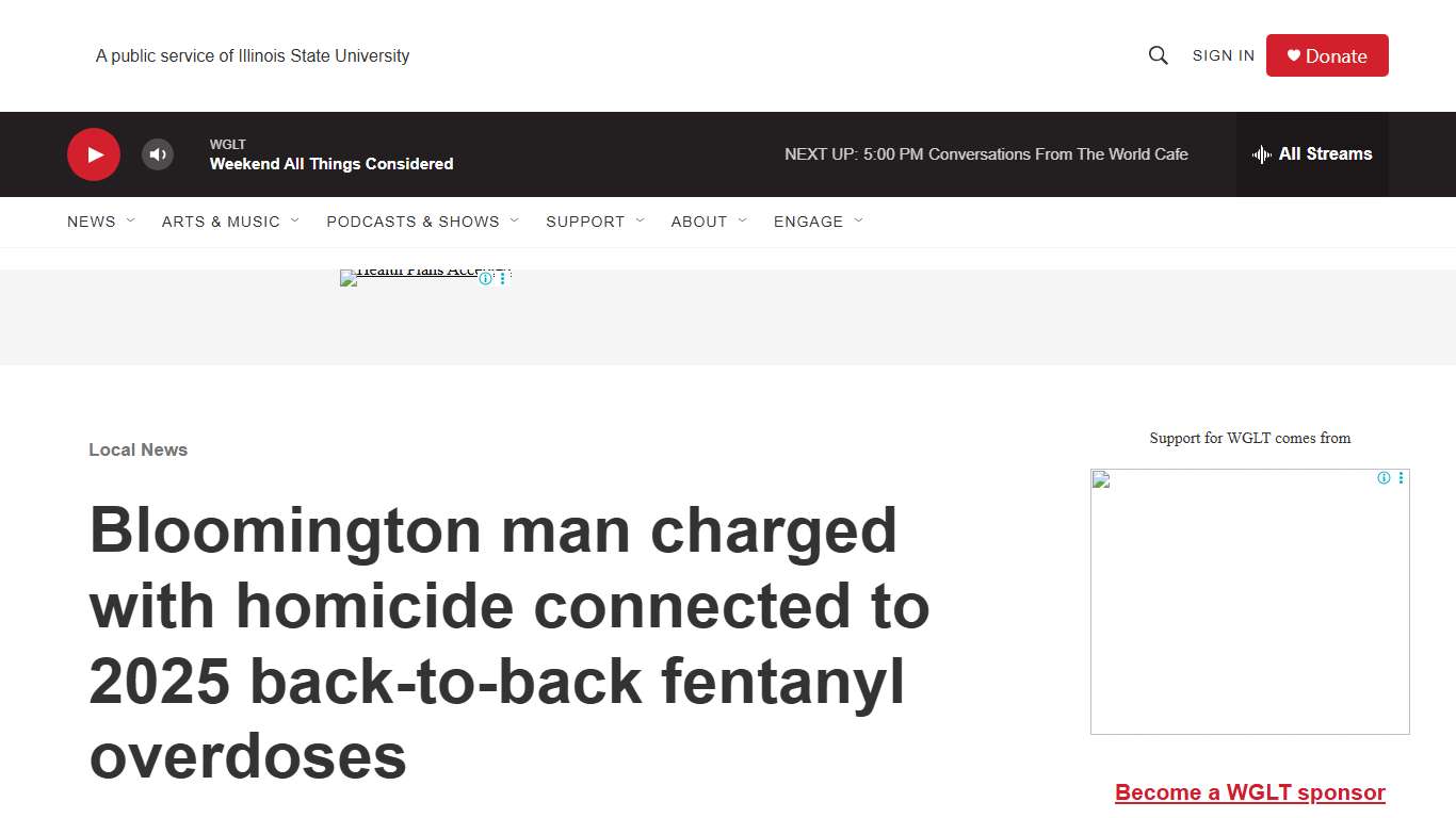 Bloomington man charged with homicide connected to 2025 back-to-back fentanyl overdoses WGLT