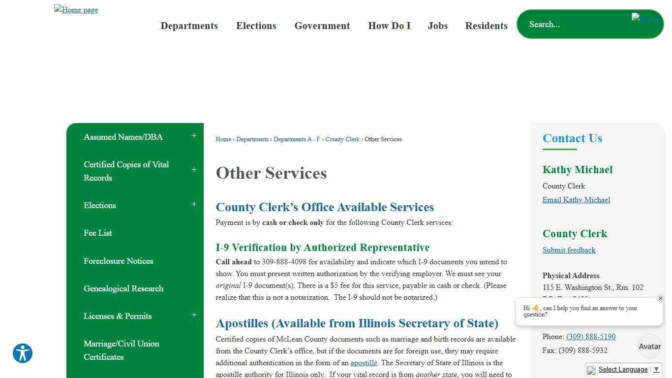 Other Services McLean County, IL - Official Website